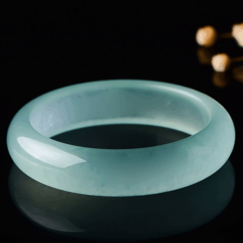 缅甸新坑翡翠玉镯 冰种飘花玉手镯 翡翠玉镯子 满绿通透