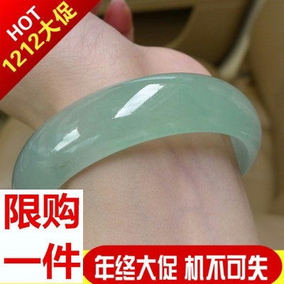 青峰玉业玉器a货缅甸玉手镯女款 冰糯种浅绿翡翠玉镯子