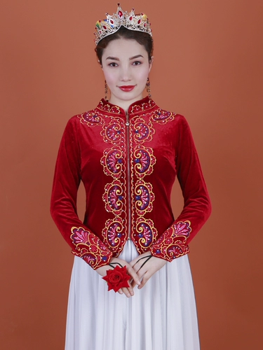 Синьцзян танцевальные исполнения костюмы для женских танцевальных костюмов для взрослых танцевальных пальто Uyghur для танцевальных топов Синьцзян.