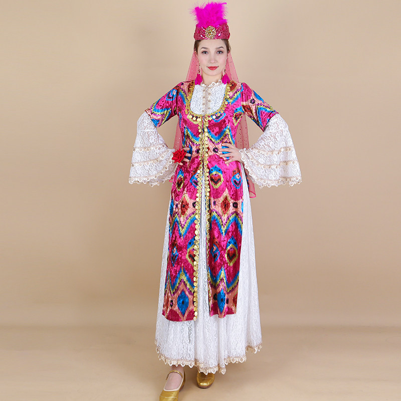 2025丝绒印花长马甲新疆舞服