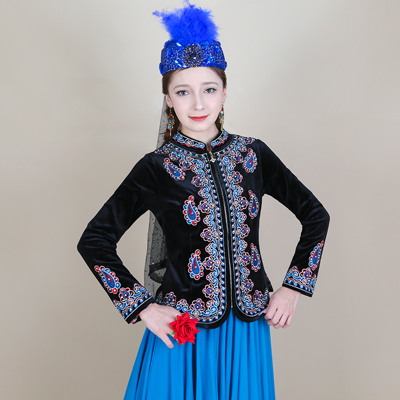 2025金丝绒绣花烫钻新疆舞蹈服