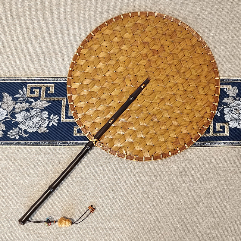 纯手工竹编扇子中式复古大漆麈尾团扇竹制蒲扇夏季驱蚊纳凉青蓖扇