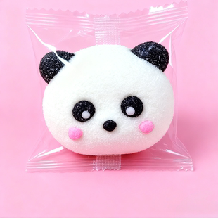 3D熊猫头造型棉花糖网红商用批发高颜值奶茶冰粉伴侣软糖蛋糕装 饰
