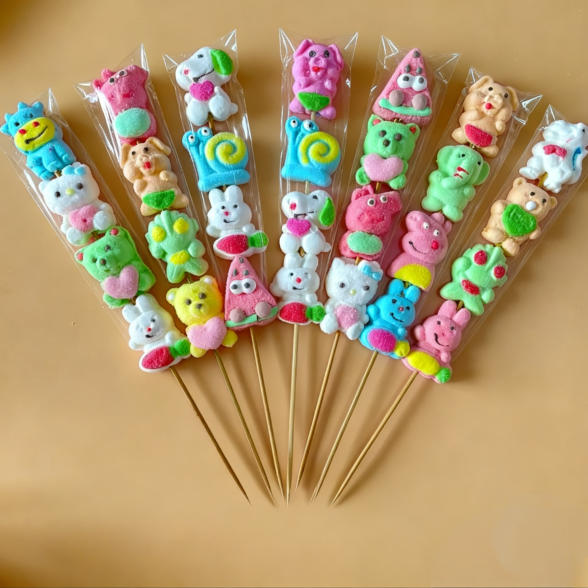 网红卡通棉花糖串串冰糖葫芦棉花糖葫芦棒棒糖软糖散装串批发摆摊