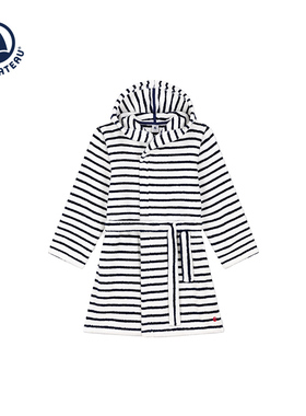 法国小帆船Petitbateau 童装儿童纯棉连帽浴袍A075B