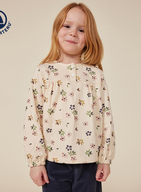 法国小帆船petitbateau童装女童休闲印花针织纯棉衬衫A0B1S