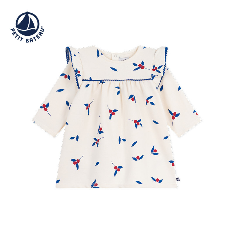 【2025秋冬】Petitbateau小帆船童装女童花边连衣裙A0E6Q02