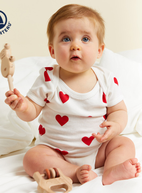 【2026春夏新品】法国Petitbateau婴儿爱心包屁衣3件装爬服A00BB