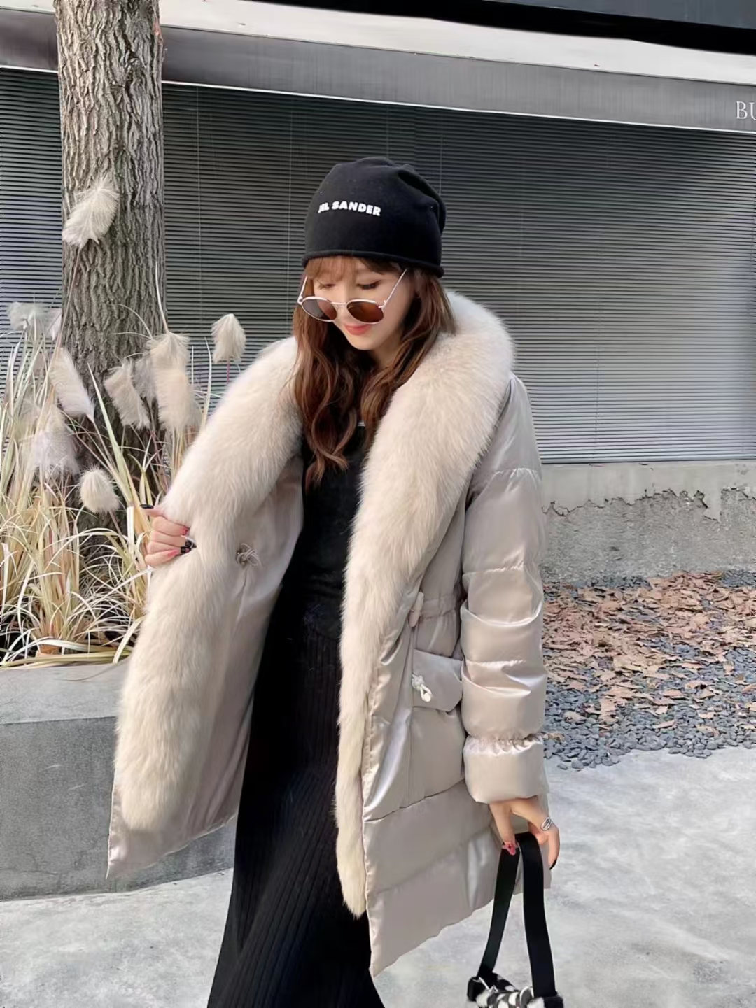 fanyipure韩国秋冬新款羽绒服中长款狐狸毛领鹅绒服外套价格私信