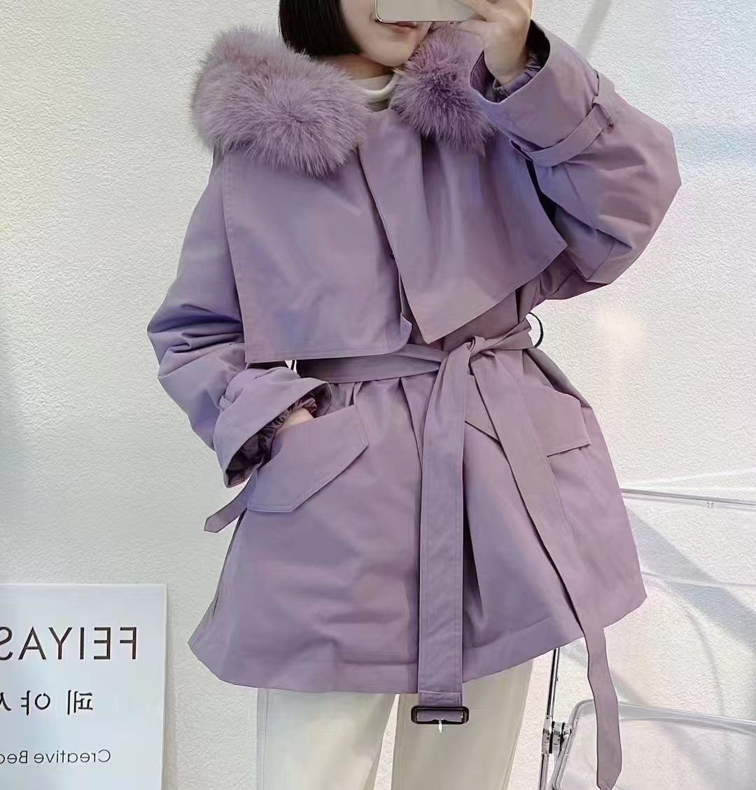 派克服feiyashi通用可拆卸中长款短款新款外皮连帽外套羽绒服