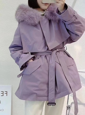 派克服feiyashi通用可拆卸中长款短款新款外皮连帽外套羽绒服