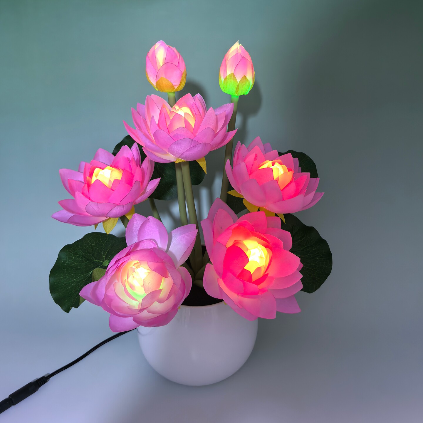 荷花灯供佛菩萨佛前莲花灯长明灯变色莲花灯观音供花财神前摆放花
