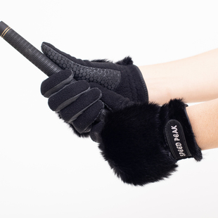 冬季高尔夫手套女防风抗寒绒毛保暖球童手心防滑硅胶耐磨左右双手