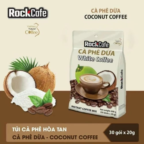 越南进口越贡RockCafe椰子咖啡600g袋装三合一速溶咖啡粉30条