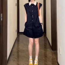 大码女2025夏季新款显瘦时尚休闲套装胖妹妹宽松纯色短袖短裤套装