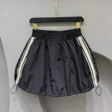 大码女2025夏季新款显瘦时尚休闲条纹短裤胖妹妹宽松纯色百搭裤子
