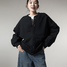 【Faer】2025春秋新品宽松慵懒风黑色加厚外套立领休闲卫衣女