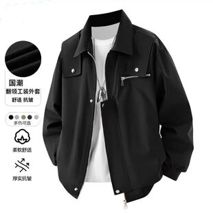 美式复古潮牌飞行员夹克外套男春秋宽松休闲百搭情侣装棒球服上衣