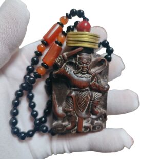 老枣木王灵官吊牌把件挂件挂坠木牌无事牌平安牌道家手把件