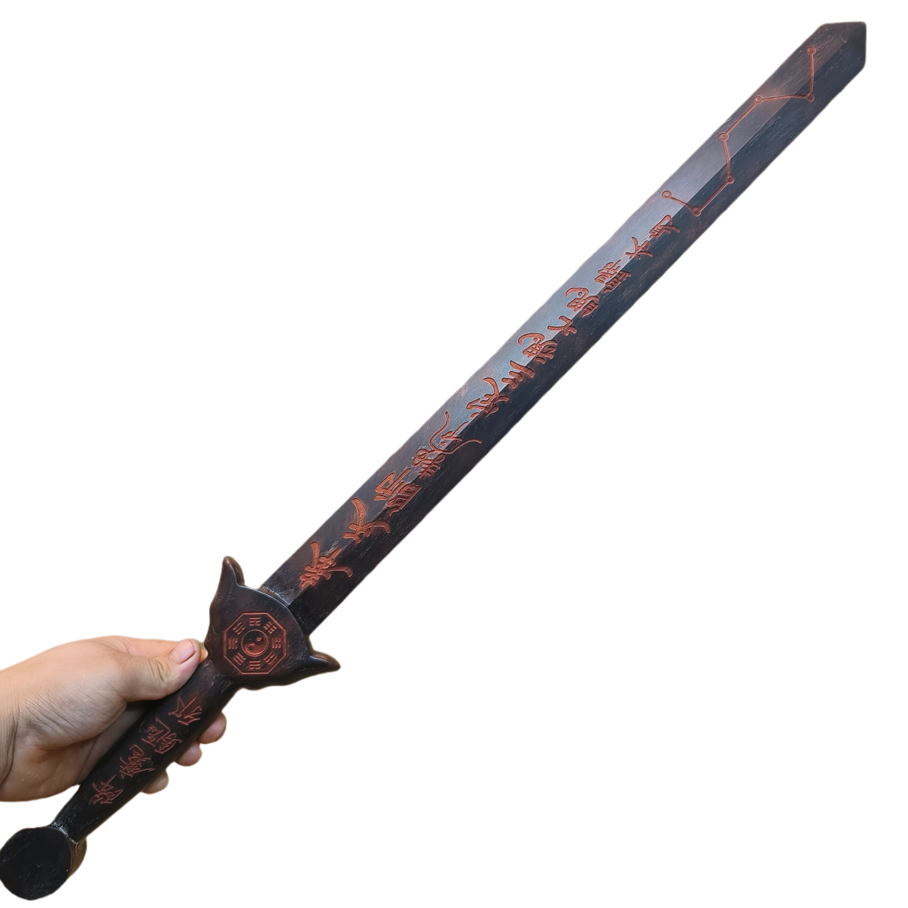 肥城桃木天师龙虎七星剑道家用品桃木剑纯桃木定制款复古做旧