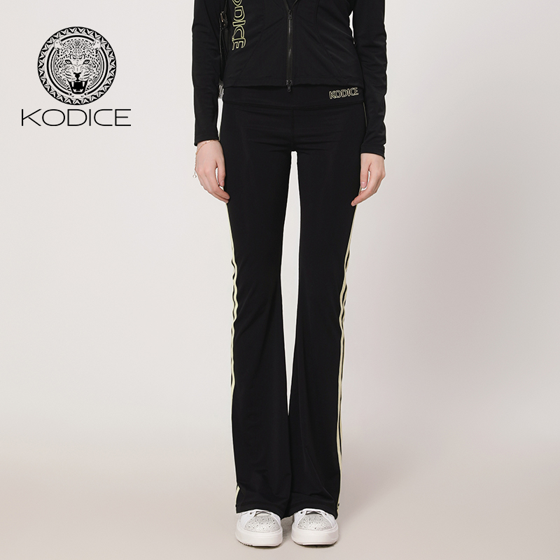 kodice黑色高腰弹力微喇运动裤
