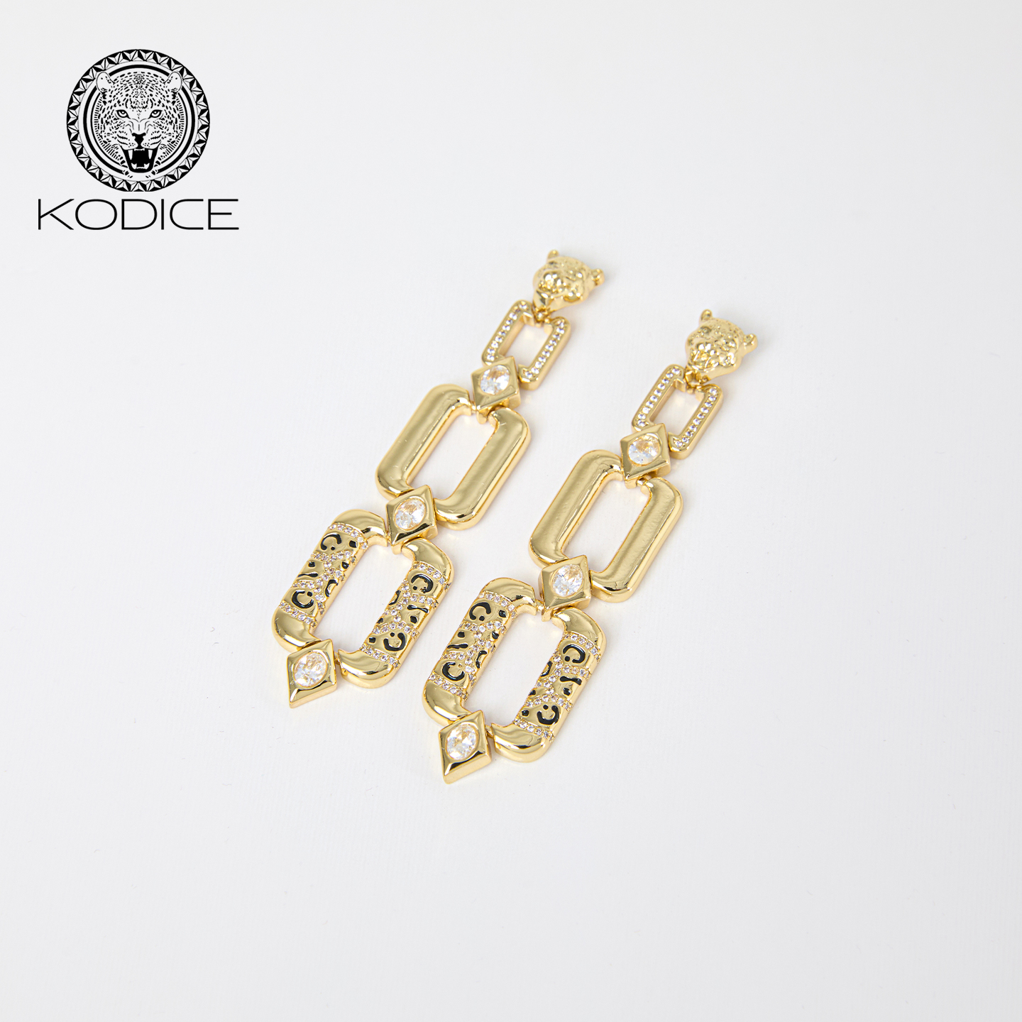 kodice女流行金色锆石镶钻耳饰