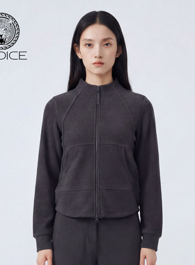 kodice春夏新款纯色圆领拉链修身上衣长袖外套时尚休闲百搭气质女