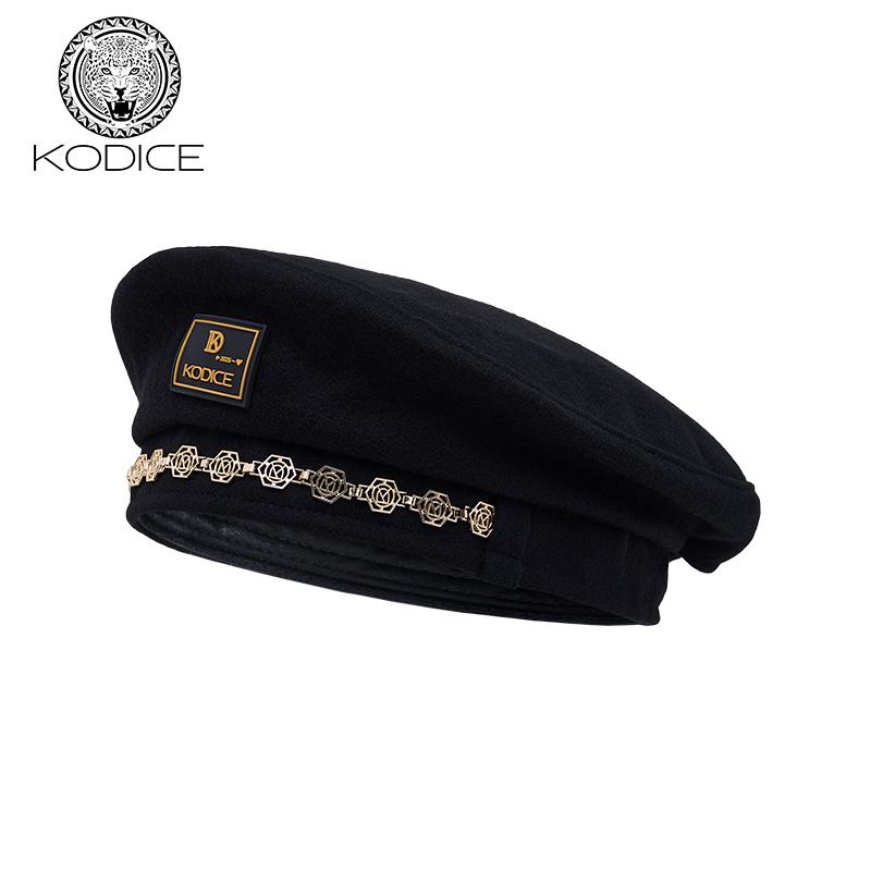 KODICE黑色链条绵羊毛混纺帽子