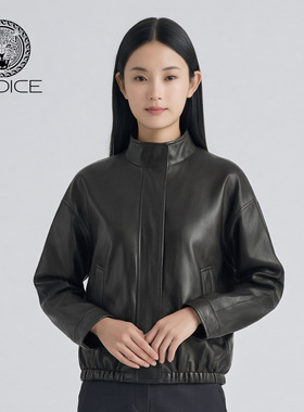 kodice2026春新款立领短款宽松拉链外套夹克松紧下摆时尚气质百搭