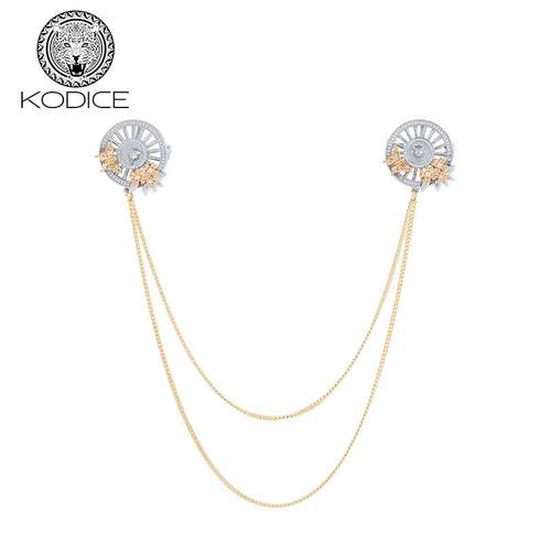 KODICE银色锆石镂空胸针配链条