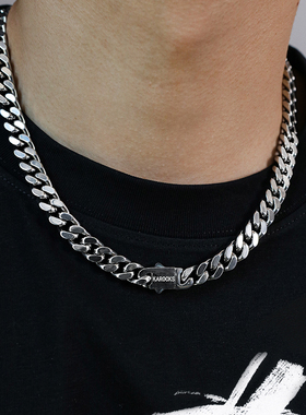定制刻字欧美古巴项链男嘻哈潮牌钛钢不掉色高街百搭情侣配饰男生