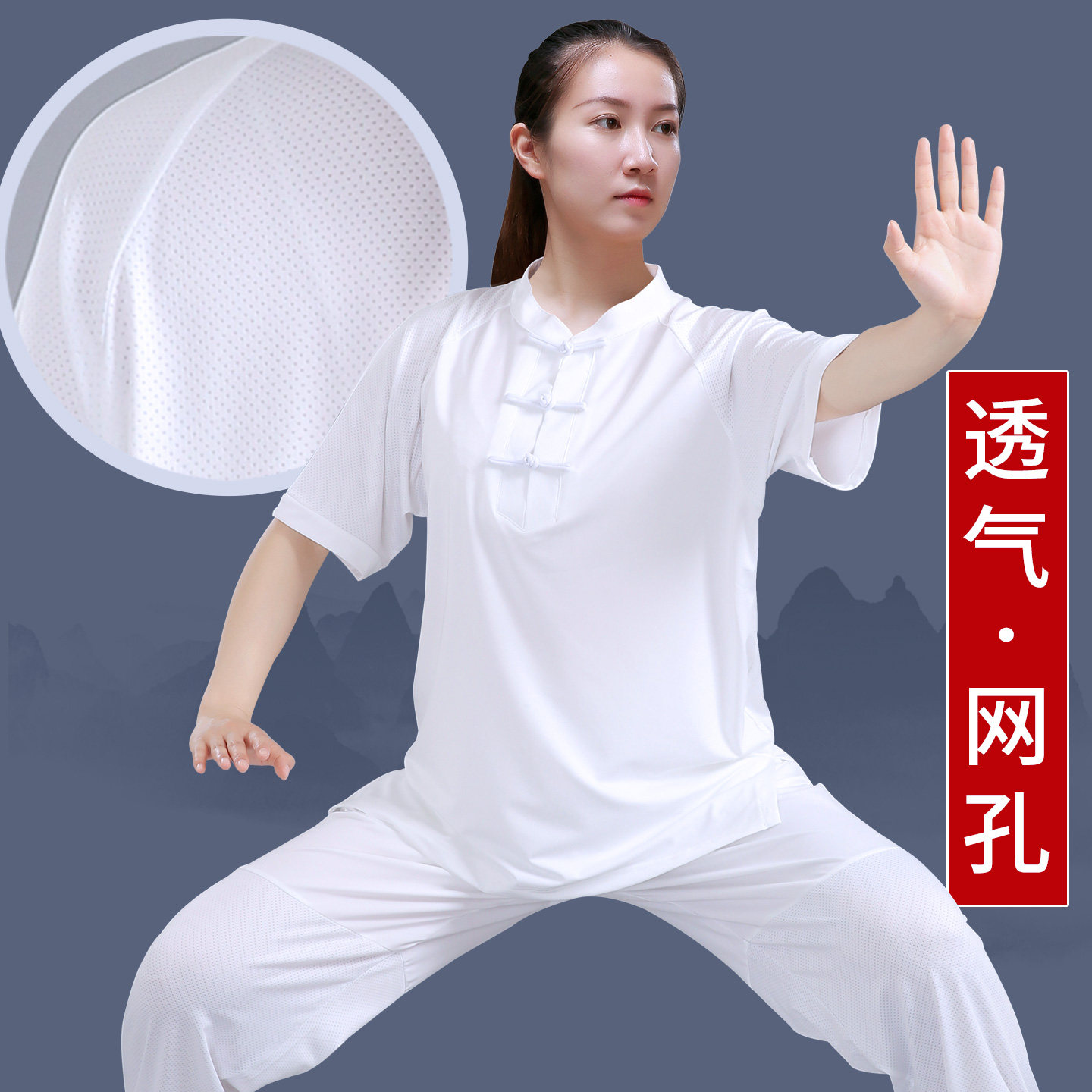 夏短袖云柔冰丝太极服练功服图片