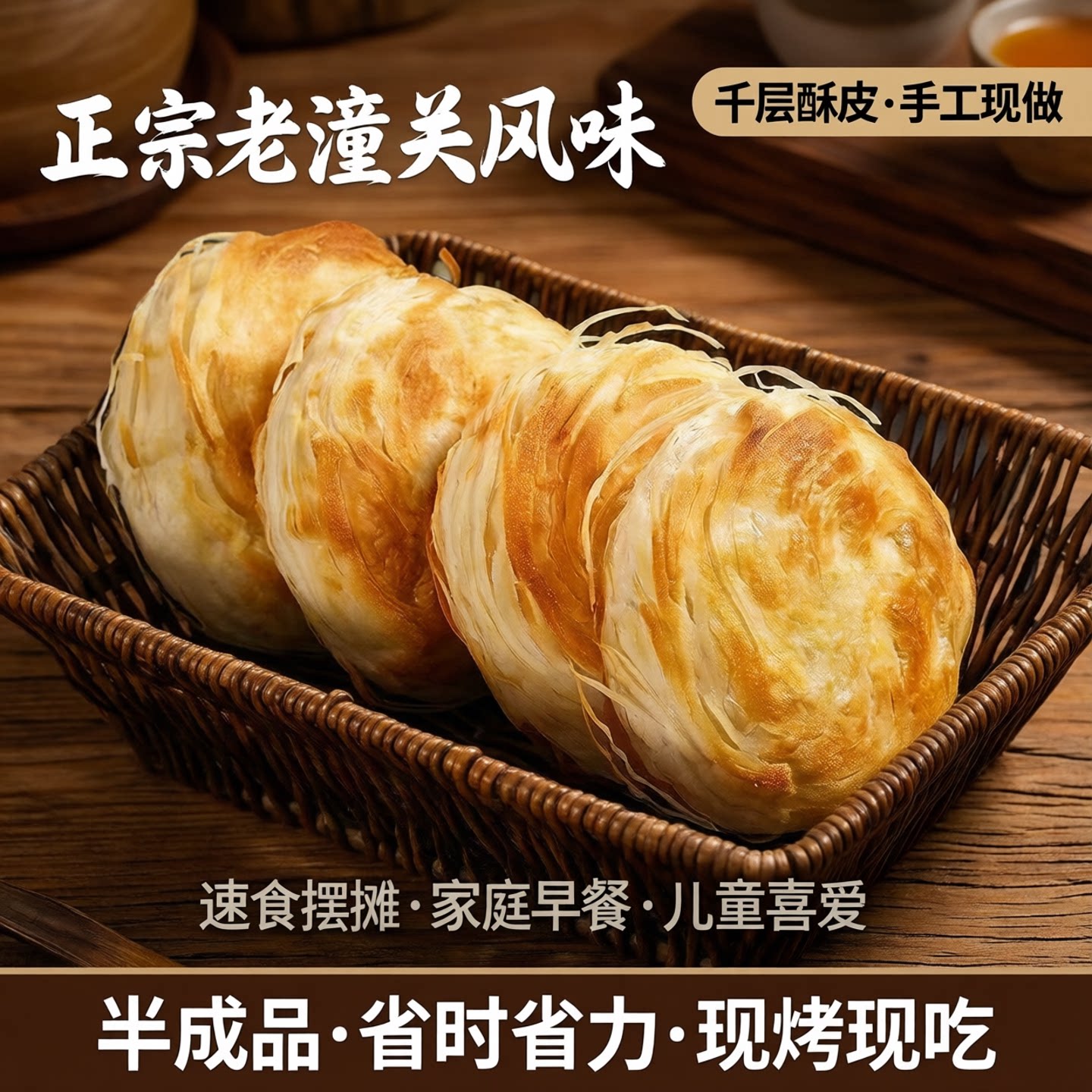 老潼关肉夹馍饼胚正宗商用千层饼速食摆摊烧饼家庭儿童早餐半成品