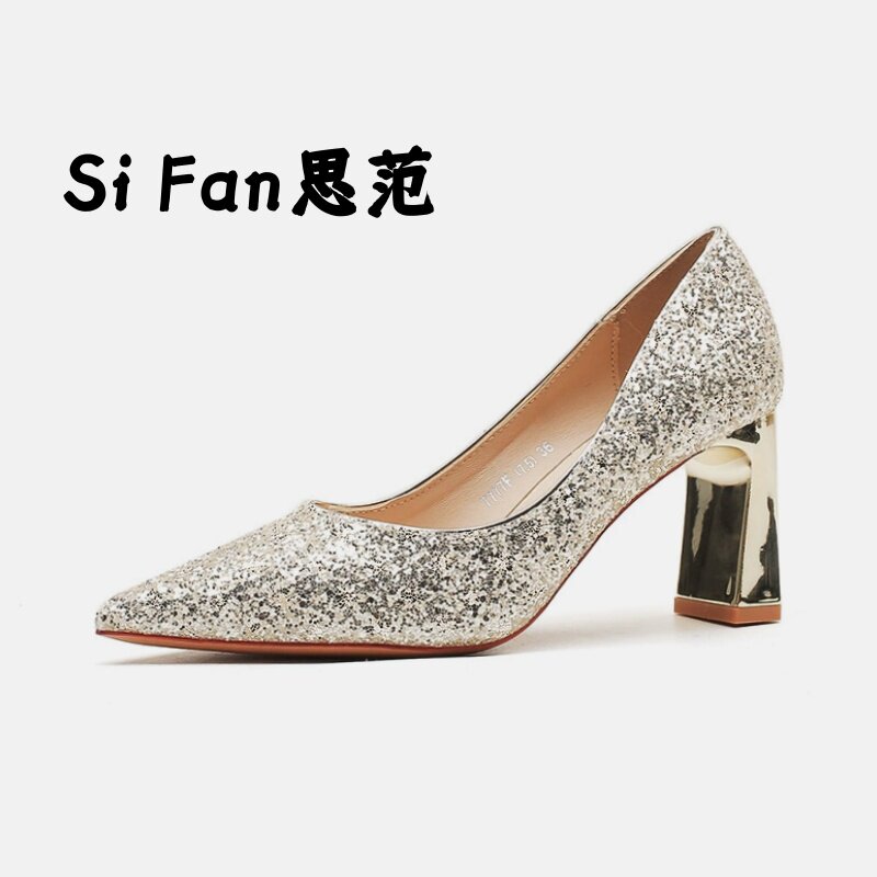 Si Fan思范 婚鞋女2026新款不累脚粗跟新娘鞋平时可穿婚纱高跟鞋