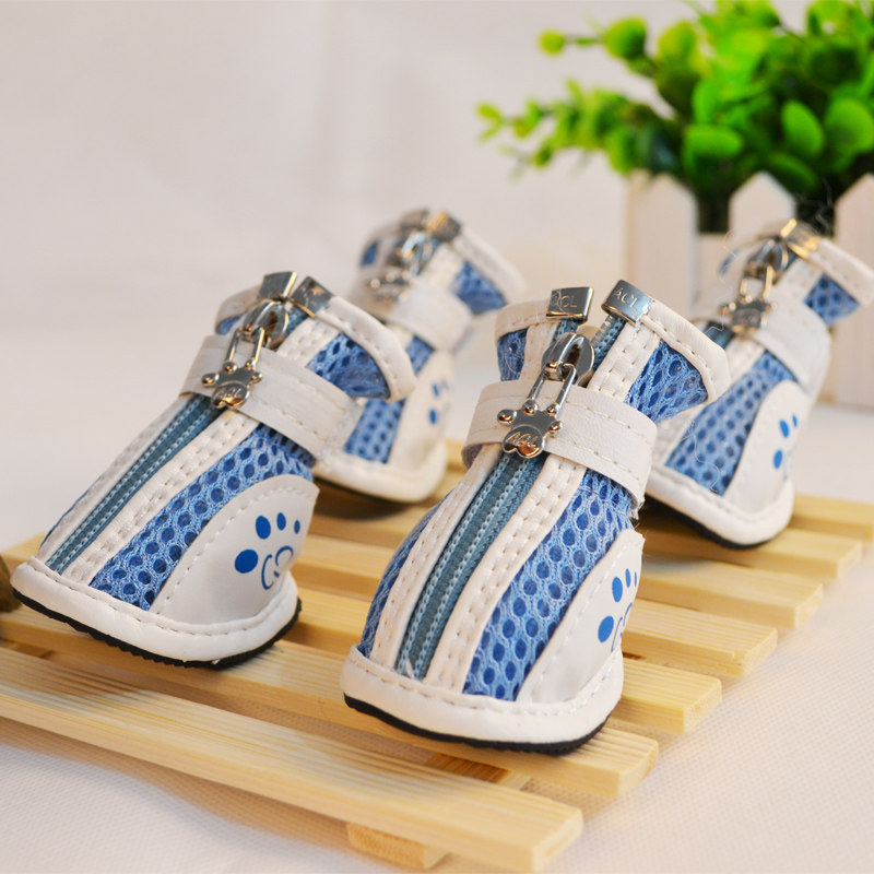 包邮宠物鞋子狗狗鞋网格透气皮鞋泰迪贵宾贵宾豹纹休闲鞋