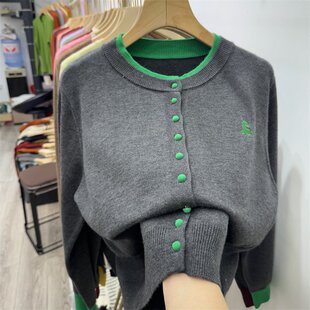 女短外套毛衣春秋装 针织开衫 气质外搭彩扣上衣 小香风轻薄长袖 法式