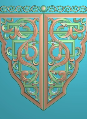 B021蒙古元素精雕图浮雕图灰度图蒙古包装饰图