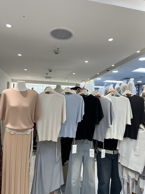 2026广州早春款圆领针织衫女春夏法式气质修身显瘦短袖坑条上衣