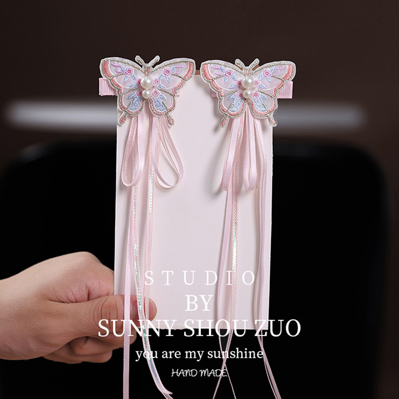 2026儿童古风发夹女孩蝴蝶结发卡宝宝古装汉服流苏头饰中国风新年