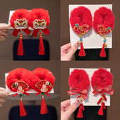 古风儿童汉服蝴蝶结发圈中式 女宝宝红色头饰新年可爱喜庆拜年头绳