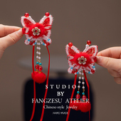 2026春节宝宝古风头饰新年蝴蝶流苏汉服女儿童发夹编发公主飘带