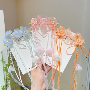 汉服配饰古风神鹿同款飘带蝴蝶结发饰流苏少女丝带发夹日常头饰