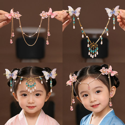 2026春节宝宝发饰花朵汉服额链