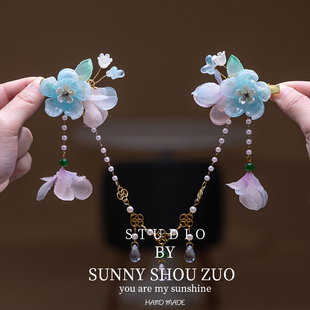 原创汉服头饰2026年超仙流苏花朵甜美额头链古风眉心吊坠唐装发饰