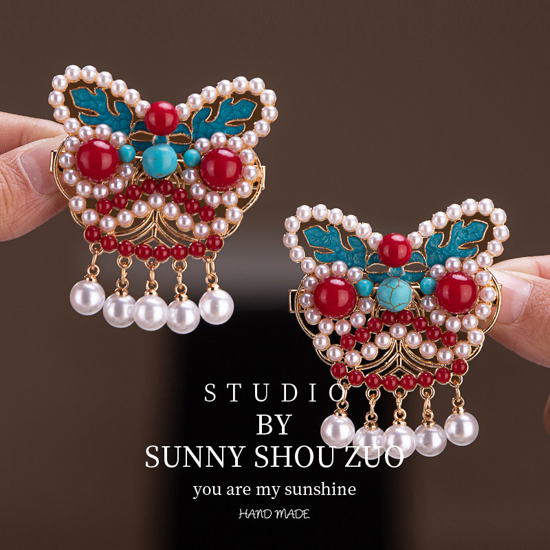 醒狮头饰超仙流苏古风汉服搭配小巧玲珑可爱女童公主宝宝精致发夹