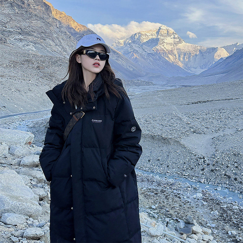 Very Nice-Looking down Cotton Jacket for Women, New Winter Style, Thickened Mid-Length Cotton Coat, Large Size, Over-The-Knee Long Cotton Jacket