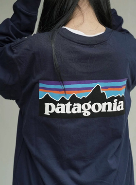 新款巴塔P-6长袖T恤混纺棉Patagonia Responsibili男女舒适38518