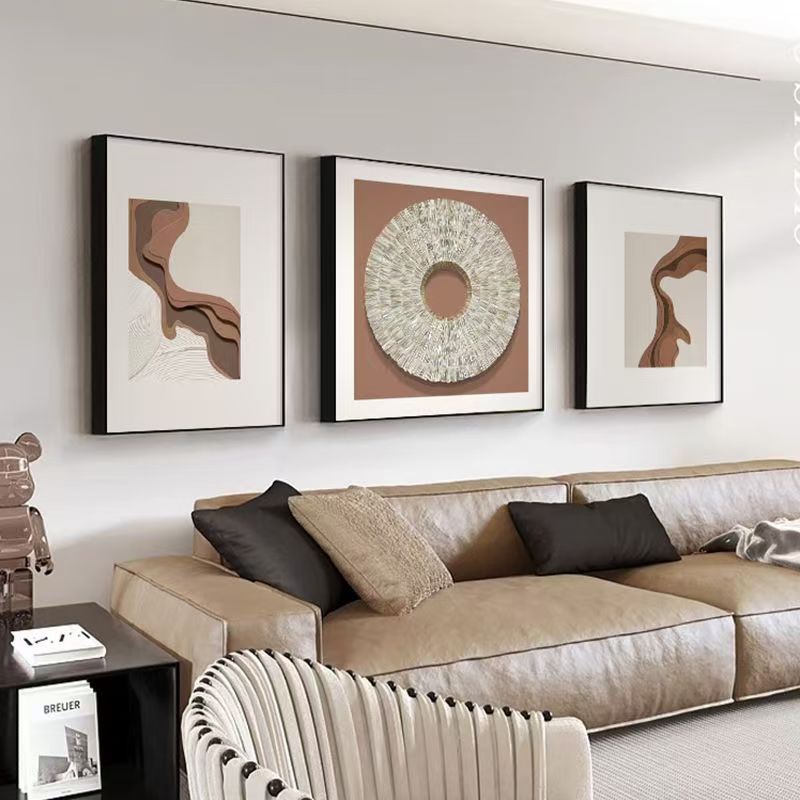 轻奢创意三联客厅装饰画抽象艺术大气沙发背景墙挂画现代简约壁画