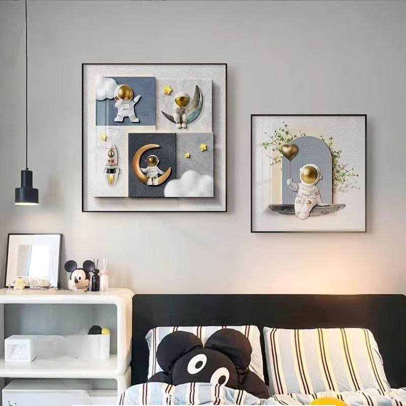 卡通宇航员卧室床头装饰画北欧风客厅壁画儿童房床头挂画桌面摆画,家居饰品,现代装饰画,淘宝优惠券,粉丝福利购,淘宝优惠卷