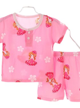 绵绸宽松柔软夏季舒适男女童家居服套装